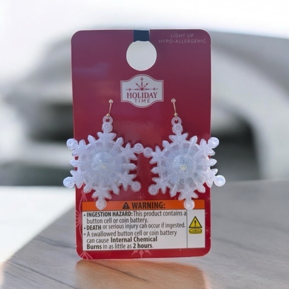 3/$25 Holiday Time Festive Light-Up Snowflake Earrings